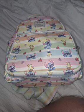 Disney Lilo & Stitch Pastel Stripe LOUNGEGLY Backpack
